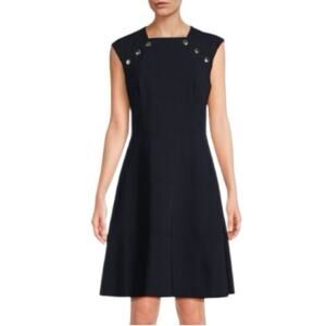Tommy Hilfiger New A-line Dress Square Neck Cap Sleeve Navy Blue Women’s Size 6